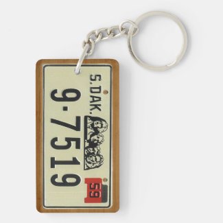 South Dakota 1959 Vintage License Plate Keychain Acrylic Keychains