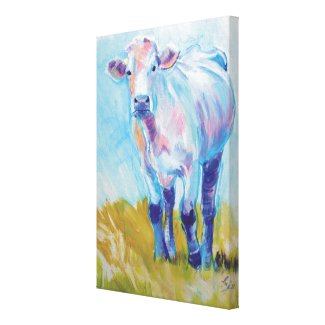 South Devon Cow Painting of a White Cow zazzle_wrappedcanvas