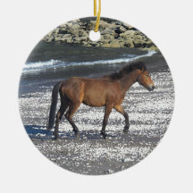 South Devon Dartmoor Pony Trotting On Beach Ornament