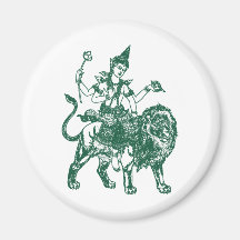 SOUTH EAST ASIAN SITTING BUDDHA ON LION REFRIGERATOR MAGNET