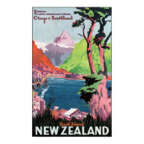 South Island New Zealand Travel Poster