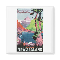 South Island New Zealand Travel Poster Magnet