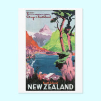 South Island New Zealand Travel Poster Postcards