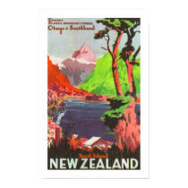 South Island New Zealand (white) posters