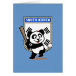This cute little panda is ready to play for the South Korean team! Panda holds a bat and is about to swing at the ball. Great for fans of the South Korea baseball team or South Korean baseball players.