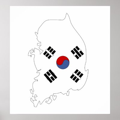 South Korea Flag Map full size