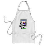This adorable little panda is too cute! He's featured in front of a large flag from South Korea and ready to play football and score some goals. This cute design is perfect for football players and soccer fans.