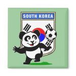 This adorable little panda is too cute! He's featured in front of a large flag from South Korea and ready to play football and score some goals. This cute design is perfect for football players and soccer fans.