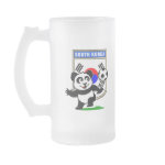 This adorable little panda is too cute! He's featured in front of a large flag from South Korea and ready to play football and score some goals. This cute design is perfect for football players and soccer fans.