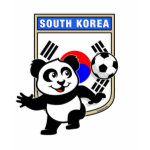 This adorable little panda is too cute! He's featured in front of a large flag from South Korea and ready to play football and score some goals. This cute design is perfect for football players and soccer fans.