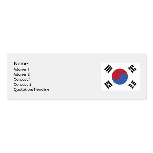 South Korea - Skinny Business Cards (front side)