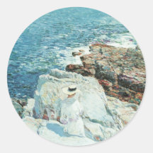 South Ledges, Appledore, Hassam, Vintage Fine Art Round Sticker
