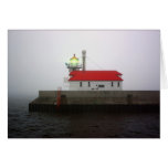 South Pier Lighthouse in the Fog Greeting Cards