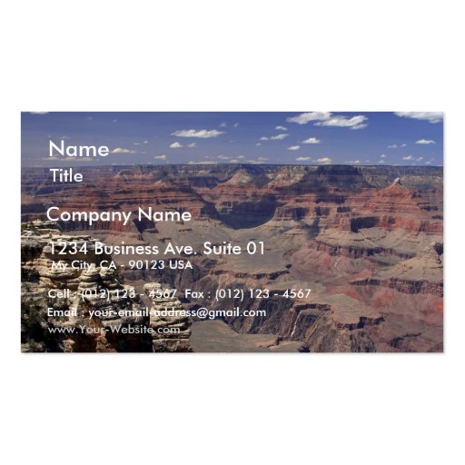 South Rim Of The Grand Canyon In Arizona Business Card Template (front side)