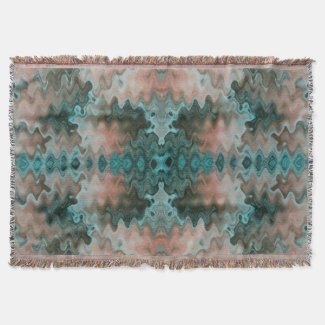 South Western Turquoise Sand Peach Wavy Blend Throw Blanket