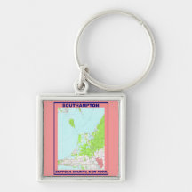 Southampton Village NY Vintage Map ca. 1956 Key Chain