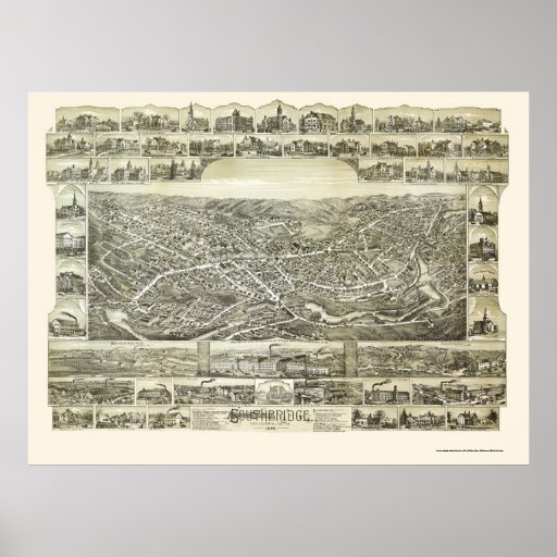 Southbridge, MA Panoramic Map 1892 Print Zazzle