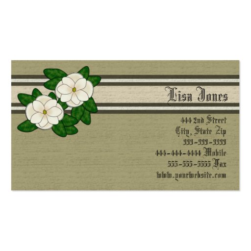 Southern Magnolia Business Cards (front side)