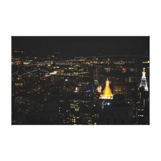 Southern Manhattan's East Side at Night 001 Stretched Canvas Print