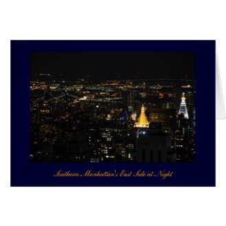 Southern Manhattan's East Side at Night 001 Cards