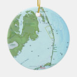 Southern Outerbanks Map Christmas Tree Ornaments