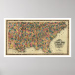 Southern States Railroad Map 1864 Posters