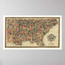 Southern States Railroad Map 1864 Posters