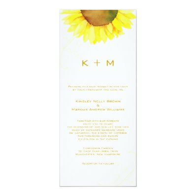 Southern Sunflower Monogram Wedding Card