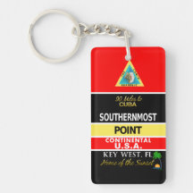 Southernmost Point Buoy Key West Rectangle Acrylic Key Chain