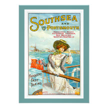 Southsea & Portsmouth Vintage Travel Advertisement Custom Announcements