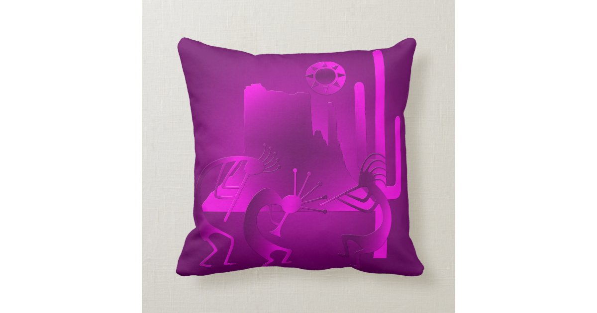 Southwest Kokopelli in Purple Throw Pillow Zazzle