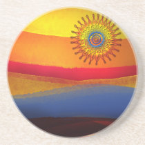southwest watercolor sunset coasters