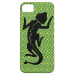 Southwestern Black Lizard Silhouette on Green iPhone 5 Cases