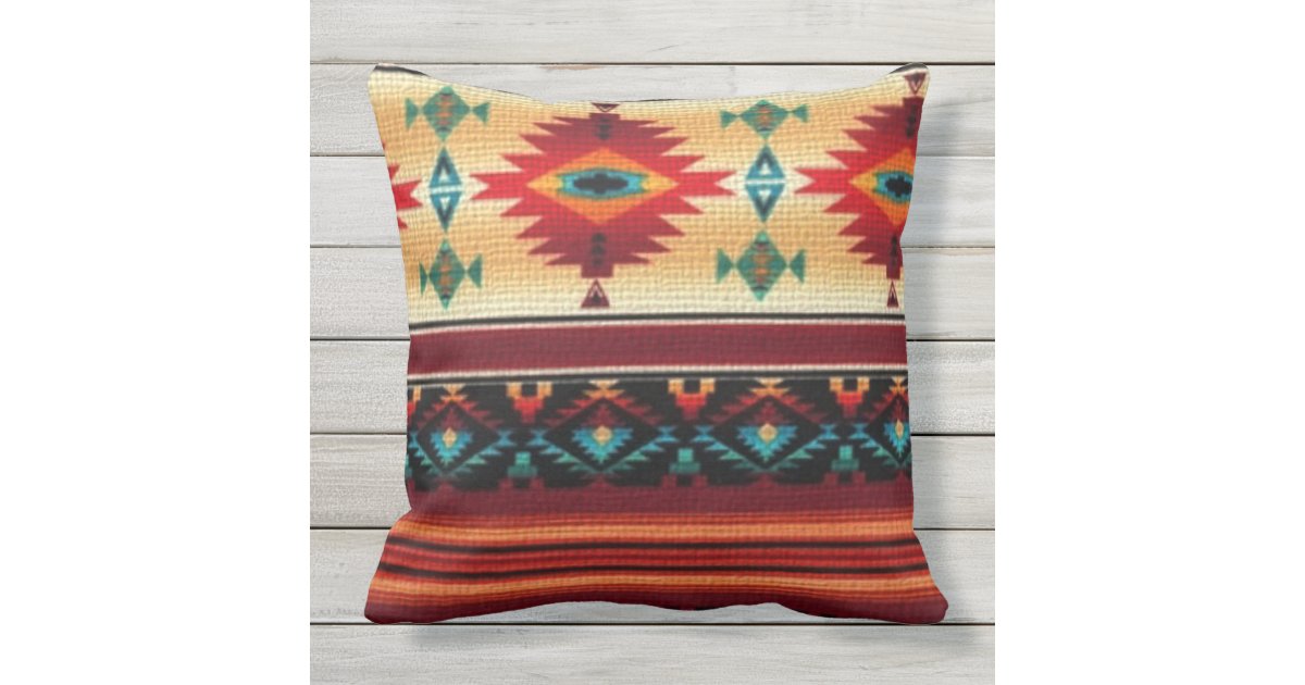 Southwestern pattern outdoor throw pillow Zazzle