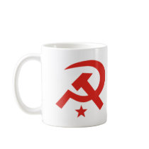 Soviet hammer and sickle design coffee mug