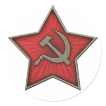 Soviet Star Hammer and Sickle Communist Round Stickers