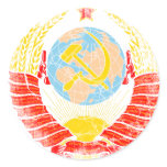 Soviet Union Coat Of Arms Vintage Round Stickers