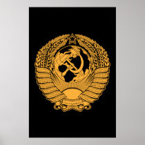 Soviet Union Coat of Arms Wreath Vintage Russian Posters