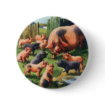 Sow with Piglets buttons by Tchotchke Sow with Piglets buttons