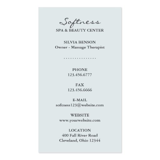 Spa and Beauty Business Card (back side)