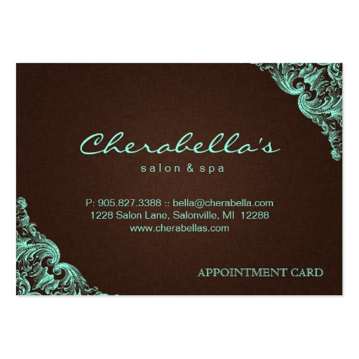 Spa Appointment Card Spa Linen Brown Mint Business Card Templates (front side)