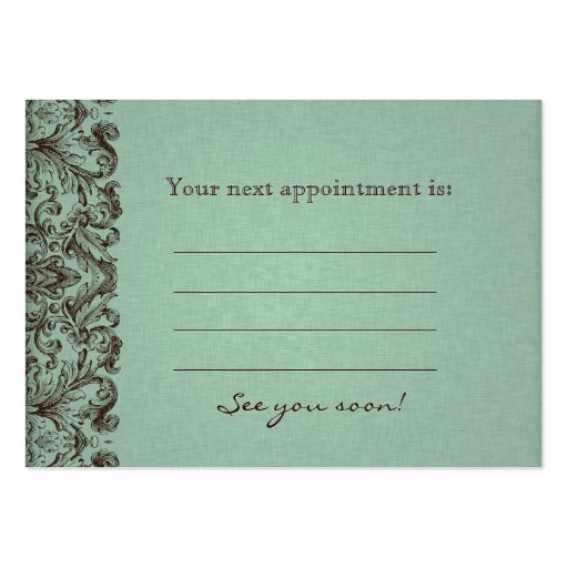 Spa Appointment Card Spa Linen Brown Mint Business Card Templates (back side)