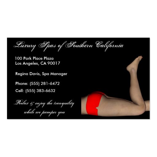 Spa B/B Business Cards (front side)