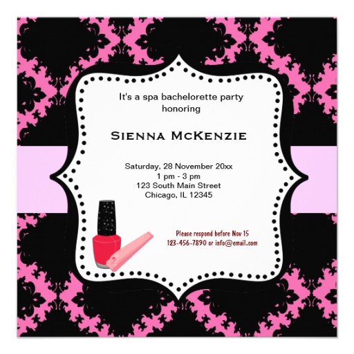 Spa Bachelorette Party Personalized Invites