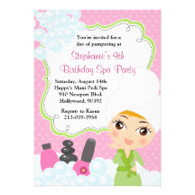 Spa Birthday Mani Pedi Party Invitation