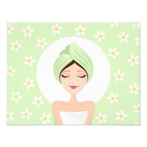 Spa birthday party invitation with plumeria