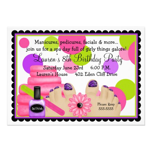 Spa Birthday  party Invitations