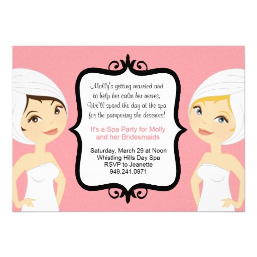 Spa Bridal Party Invitation