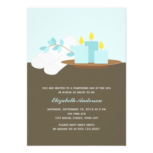 Spa Bridal Shower {aqua} Custom Invitations