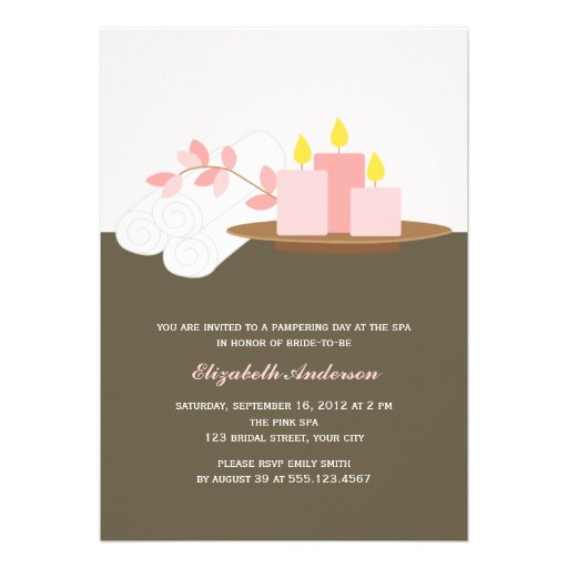 Spa Bridal Shower {pink} Announcement